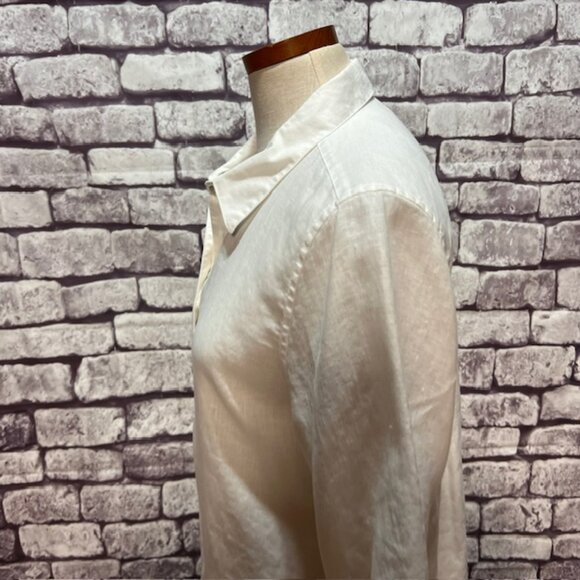 Chico's White Button Down No-Iron Blouse Size L - Picture 4 of 8